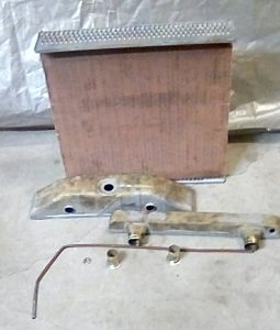 Ford truck radiator:  Totally clogged core, prepped ready for new core, awaiting final painting.