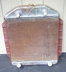 Ford truck radiator:  Totally clogged core, prepped ready for new core, awaiting final painting.